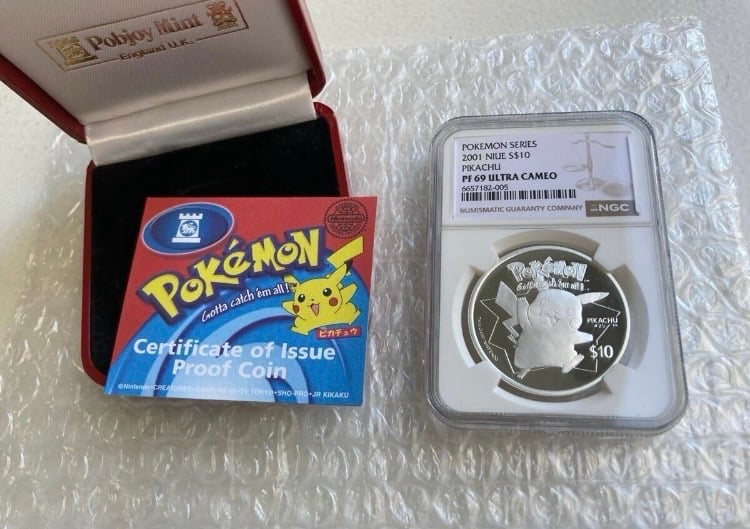NGC鑑定PF69】 ニウエ 2001年 ポケモン ピカチュウ 10ドル銀貨