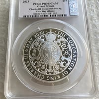 【5oz・最高鑑定・発行即日鑑定】PCGS鑑定PR70FDI 2023年 ロイヤルミント チャールズ3世 戴冠式記念 クラウン 王冠 10ポンド5オンス銀貨 シルバー プルーフコイン