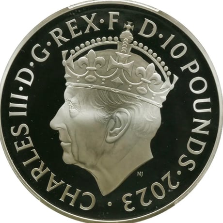【5oz・最高鑑定・発行即日鑑定】PCGS鑑定PR70FDI 2023年 ロイヤルミント チャールズ3世 戴冠式記念 クラウン 王冠 10ポンド5オンス銀貨 シルバー プルーフコイン