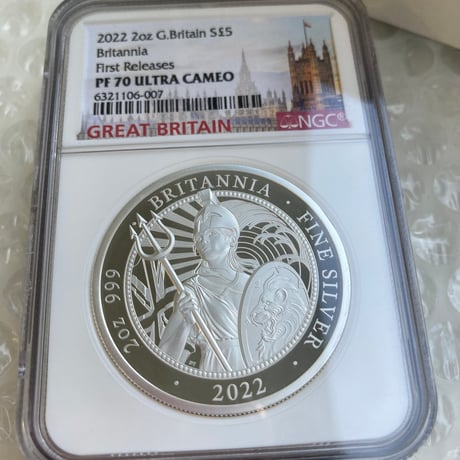 【2oz・最高評価】 NGC鑑定PF70 2オンス銀貨 ロイヤルミント 2022年 ブリタニア銀貨 5ポンド シルバー プルーフコイン Royal Mint Britannia