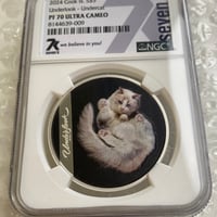 NGC鑑定PF70 クック諸島 2024年 アンダールック・キャット ネコ 猫 銀貨 シルバー プルーフ コイン Andrius Burba Underlookcat