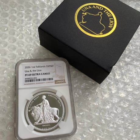 2026年 NGC鑑定PF69 フォークランド諸島 ウナとライオン 1オンス銀貨 シルバー プルーフコイン イギリス Una Lion