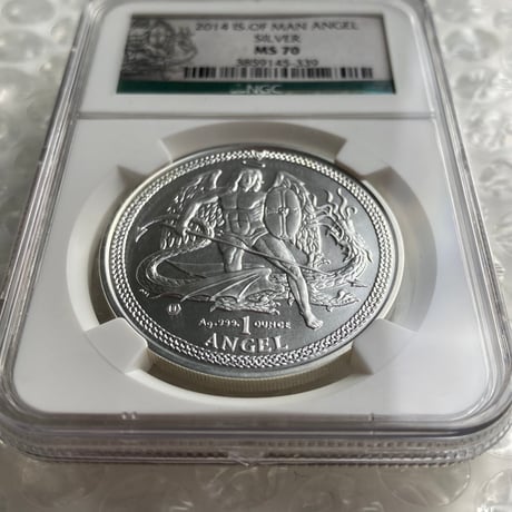 最高鑑定・MS70 NGC鑑定 イギリス領マン島 天使 エンジェル銀貨 2014年 1オンス シルバーコイン MAN ANGEL