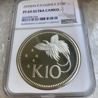 NGC鑑定PF69 1975年 パプアニューギニア 極楽鳥 南十字星 10キナ銀貨 シルバー プルーフコイン papua new guinea