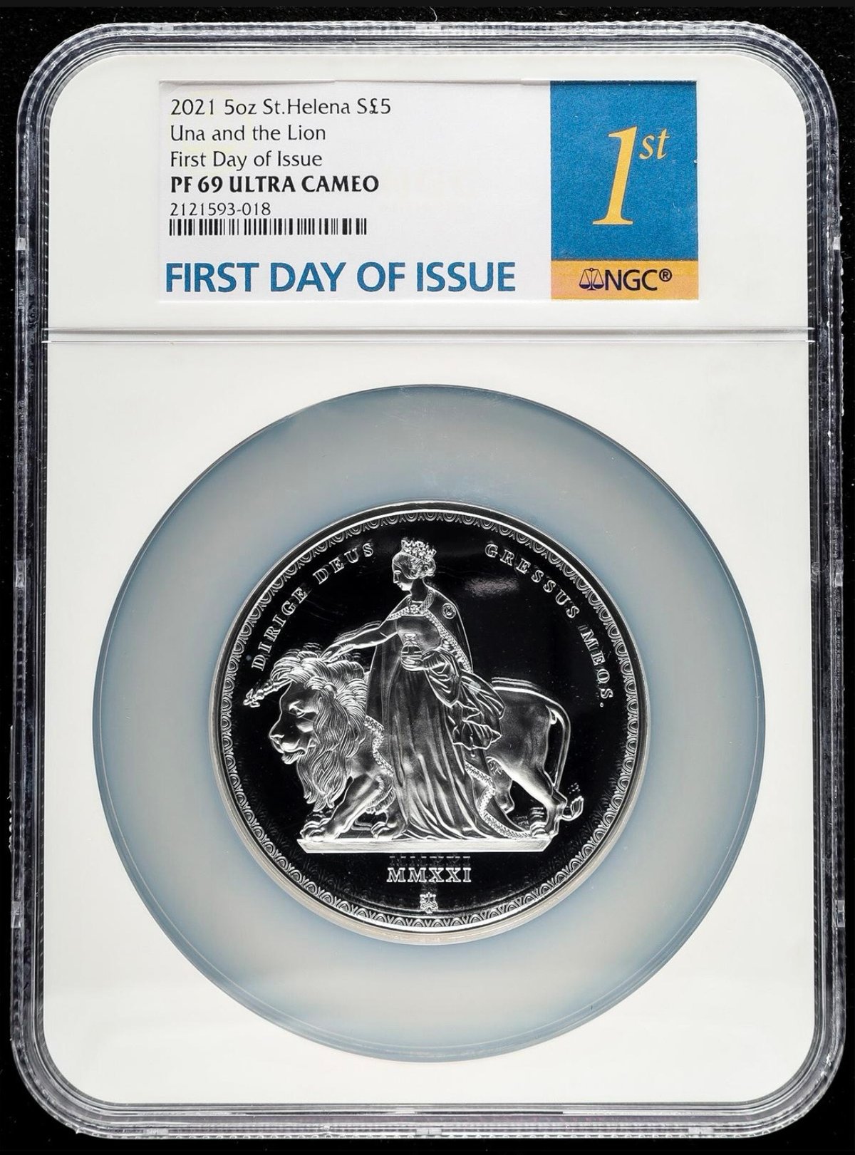 【NGC鑑定済】1872 ロンドン＆ライオン 銀貨 1オンス スミソニアン公式 発行即日鑑定・FDI NGC鑑定PF69 5オンス銀貨 ウナとライオン イギリス