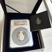 10oz・NGC鑑定PF70 2018年 クイーンズビースト クラレンスのブラックブル 10オンス銀貨 シルバープルーフコイン 初期打100枚 英国 イギリス ロイヤルミント