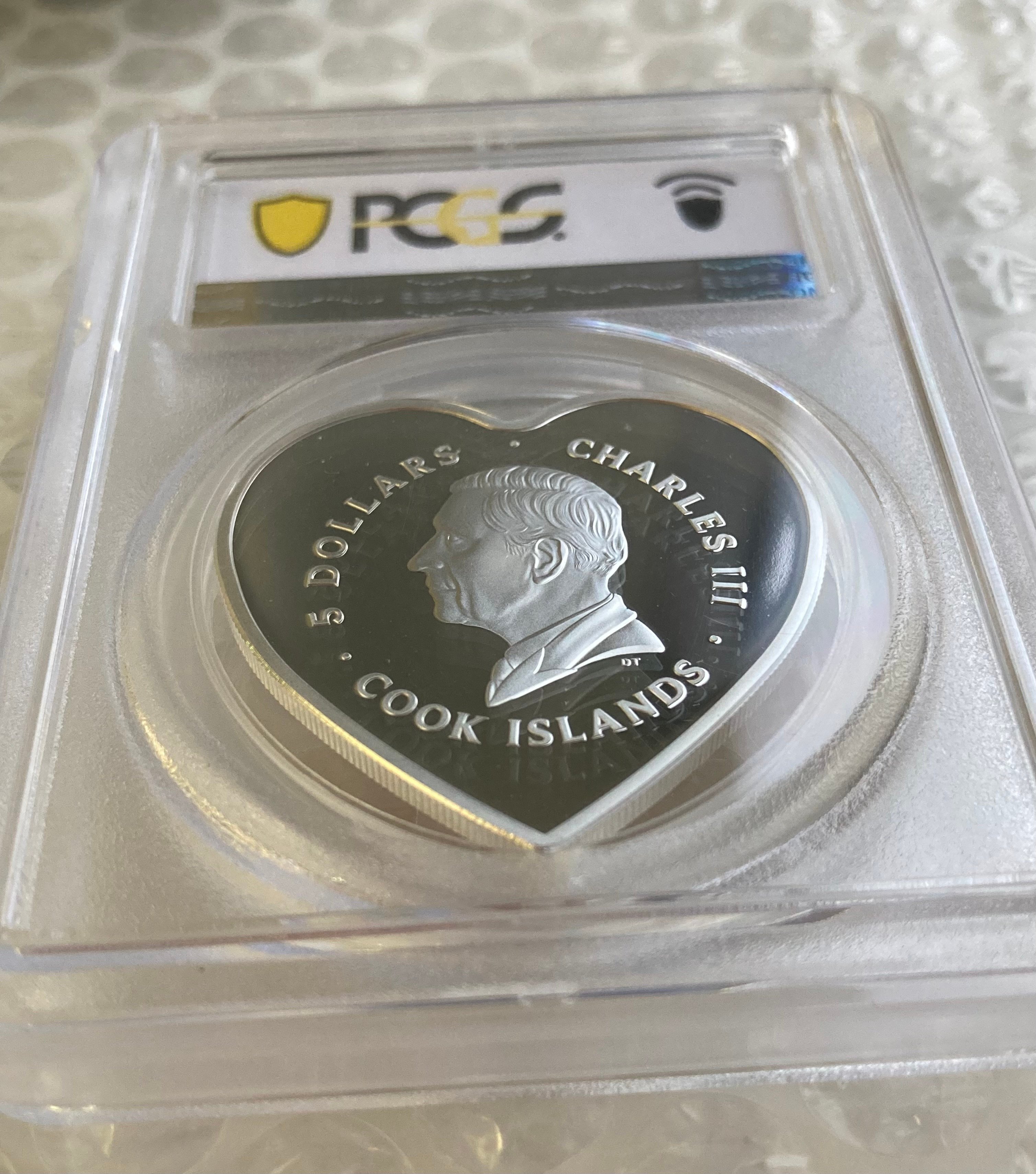 初【ライオンの大罪】2026年 クック諸島 銀貨 最高鑑定 PCGS PR70 発行即日鑑定!! PCGS鑑定PR70+FDI ハート型コイン クック諸島 2026年
