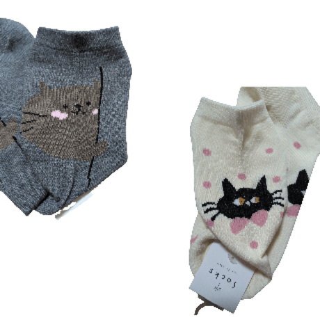 ねこ柄ショートソックス