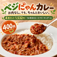 ベジにゃんカレー 4食セット｜1か月分のミートフリーマンデー｜食べて保護猫支援