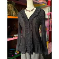 DOT FRILL SHEER SHIRT [S-4839]
