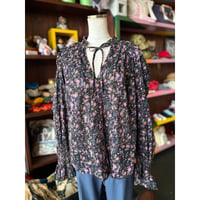 FLOWER PUFFSLEEVE COTTON BLOUSE [S-4871]