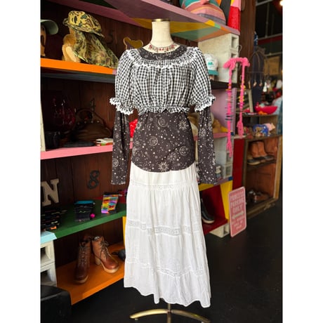 GINGHAMCHECK TYROLEAN BLOUSE [S-4845]