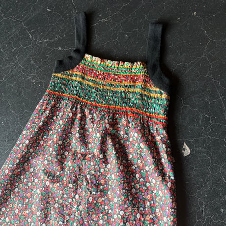 70’S FLOWER SHIRRING DRESS [S-4541]