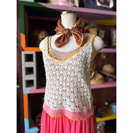 COTTON CROCHET TOPS [S-4018]