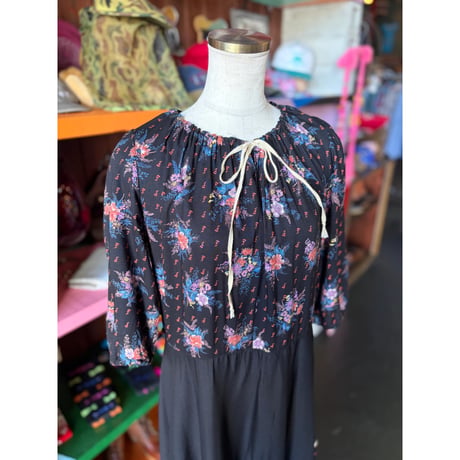 70'S FLOWER TIERED DRESS [S-4806]