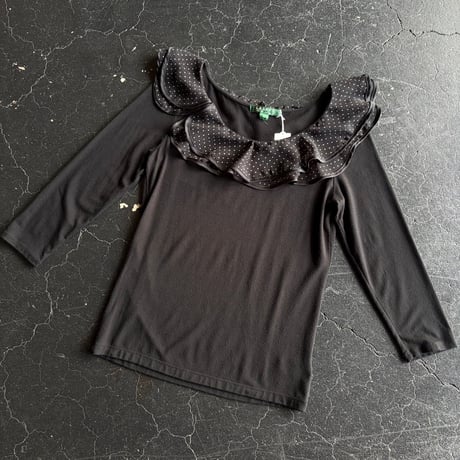 ”RALPH LAUREN” DOT COLLAR TOPS [S-4484]
