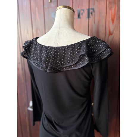 ”RALPH LAUREN” DOT COLLAR TOPS [S-4484]