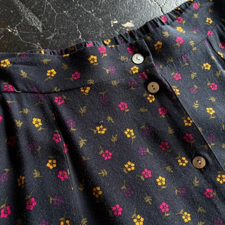 90’S FLOWER RAYON LONG SKIRT [S-4566]