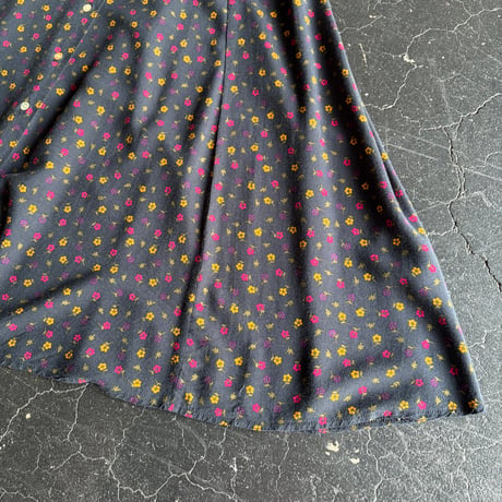 90’S FLOWER RAYON LONG SKIRT [S-4566]