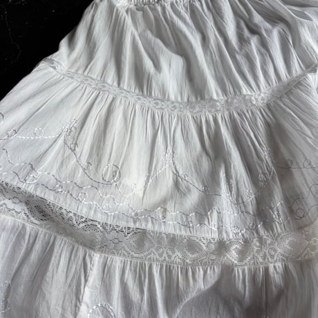 EMBROIDERY COTTON LONG SKIRT [S-4443]