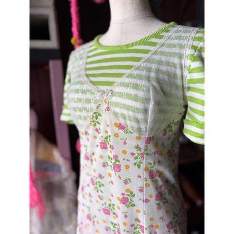 60’S FLOWER LINGERIE DRESS [S-4575]