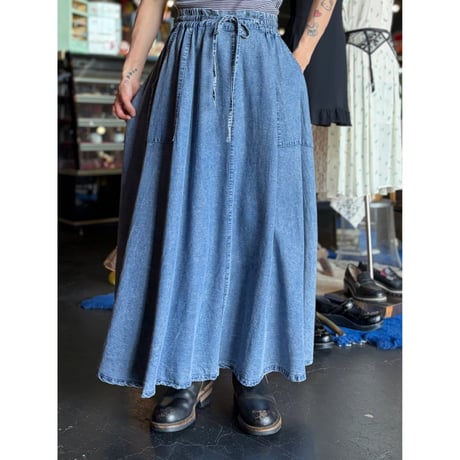 CHEMICAL DENIM LONG SKIRT [S-4156]