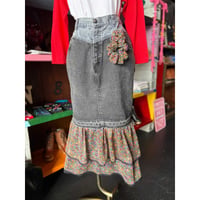 FLOWER FRILL DENIM SKIRT [S-4759]