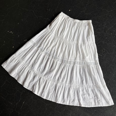 EMBROIDERY COTTON LONG SKIRT [S-4443]