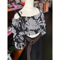 GINGHAMCHECK FLOWER SHORT BLOUSE [S-4675]