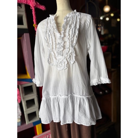 COTTON FRILL SHIRT [S-4582]