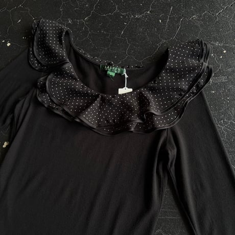”RALPH LAUREN” DOT COLLAR TOPS [S-4484]