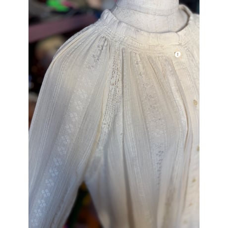 STRIPE×LACE GATHER BLOUSE [S-5049]