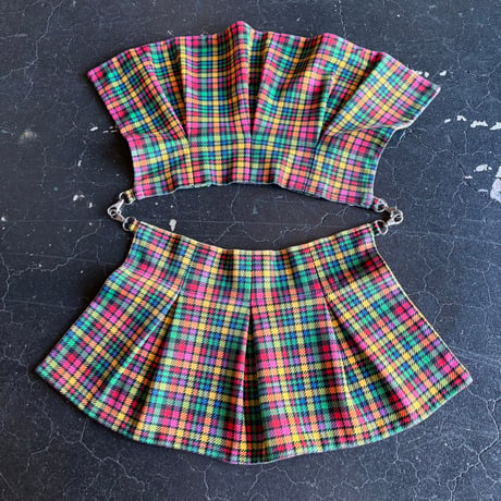 CHECK PLEATS DESIGN SKIRT [S-4965]