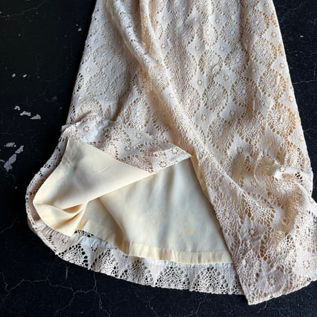 70’S CROCHET LACE LONG SKIRT [S-4363]