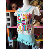 EMBROIDERY BACK LACE UP TOPS [S-4643]