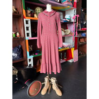 70'S CHECK FRILL LONG DRESS [S-4924]