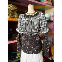 GINGHAMCHECK TYROLEAN BLOUSE [S-4845]