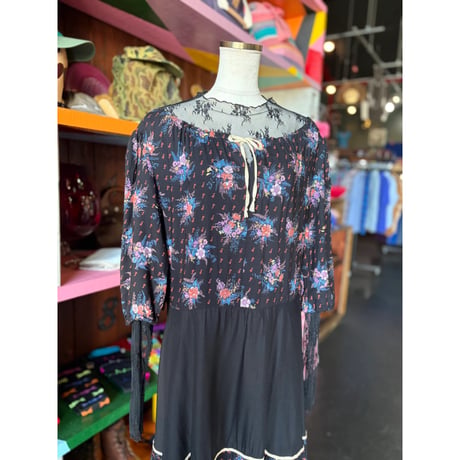 70'S FLOWER TIERED DRESS [S-4806]