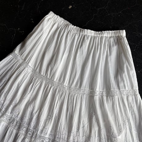 EMBROIDERY COTTON LONG SKIRT [S-4443]
