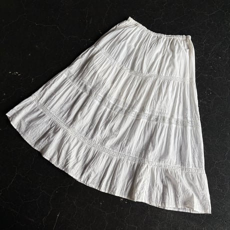 EMBROIDERY COTTON LONG SKIRT [S-4443]