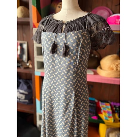 90’S BUTTON FABRIC CAMI DRESS [S-4561]