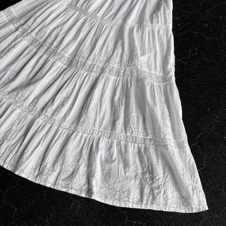 EMBROIDERY COTTON LONG SKIRT [S-4443]