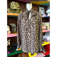 LEOPARD RIBBON COLLAR BLOUSE [S-4990]