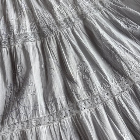 EMBROIDERY COTTON LONG SKIRT [S-4443]
