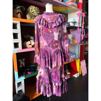 FLOWER FRILL SILK DRESS [S-5025]