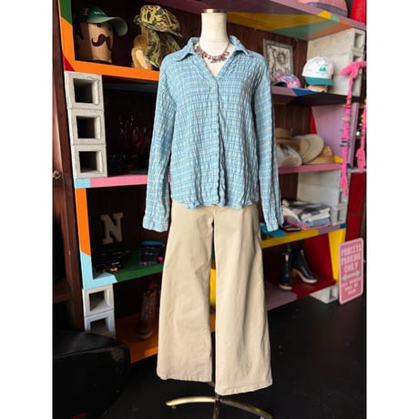 CHECK SHIRRING SHIRT [S-4848]