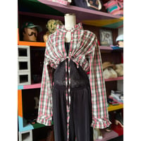 REMAKE CHECK FRILL SHORT SHIRT [S-4891]