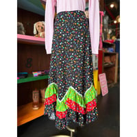 70’S FLOWER FRILL LONG SKIRT [S-4362]