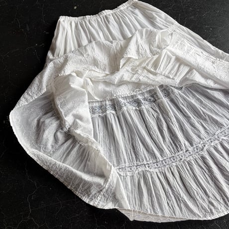 EMBROIDERY COTTON LONG SKIRT [S-4443]