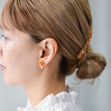 【選べる天然石】金木犀花束イヤリング